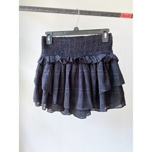 THE IMPECCABLE PIG Women's Black/Gray Plaid Ruffle Tiered Mini Skirt size M NWT